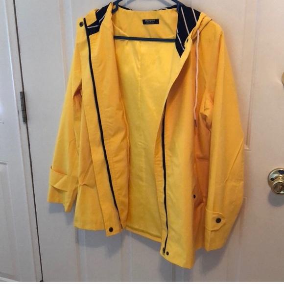 Yellow Rain Coat with Hood and Pockets - Picture 1 of 2